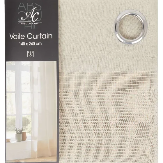 Raamdecoratie>C&C Absolu Chic Voile Gordijn Beige,Grijs,Wit