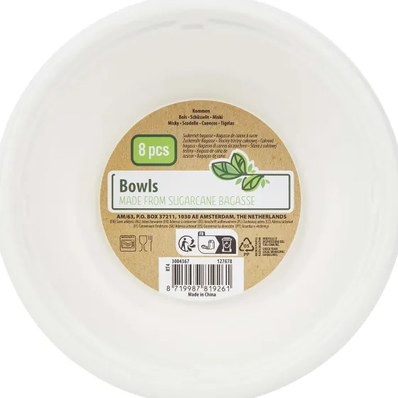 Feestartikelen>Merk Bagasse Kommen Wit