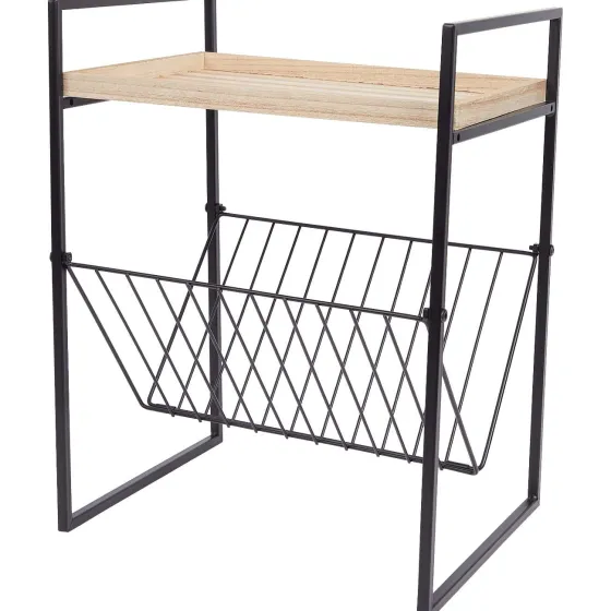 Woonaccessoires>Merk Bijzettafel Met Tijdschriftenrek Beige,Zwart