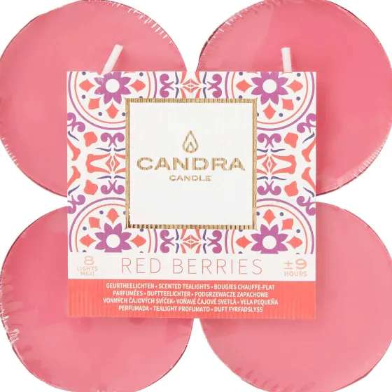 Kaarsen>Candra Maxi-Geurtheelichten Red Berries Roze