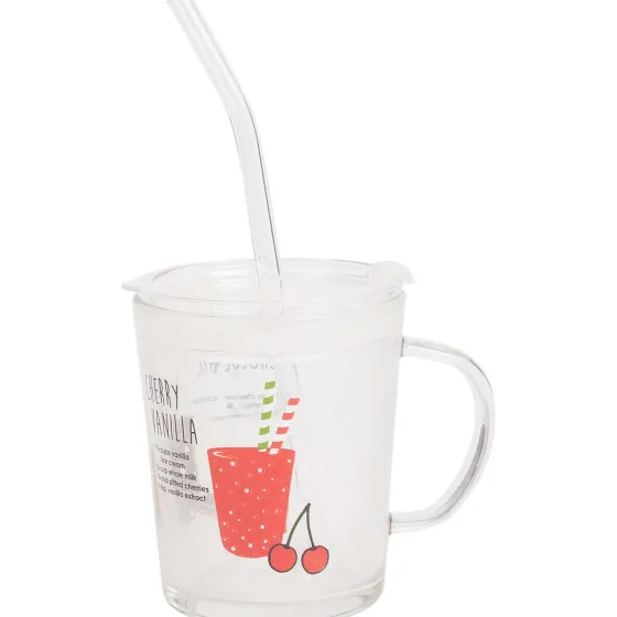 Servies>Merk Drinkglas Met Deksel En Rietje Transparant