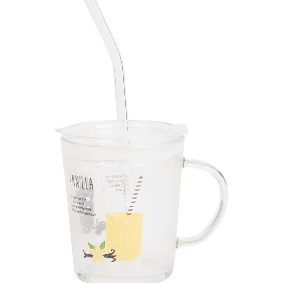 Servies>Merk Drinkglas Met Deksel En Rietje Transparant