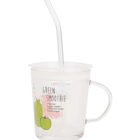 Servies>Merk Drinkglas Met Deksel En Rietje Transparant