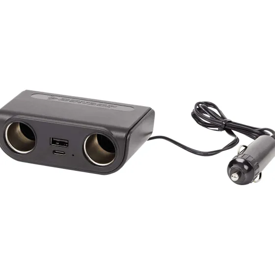 Auto Accessoires>Dunlop Dubbele Auto-Stekkerdoos Zwart