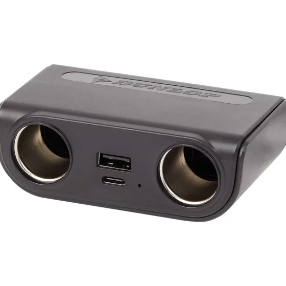 Auto Accessoires>Dunlop Dubbele Auto-Stekkerdoos Zwart
