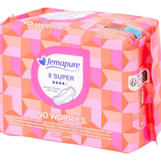 Lichaamsverzorging>Palmolive Femapure No Worries Maandverband Super