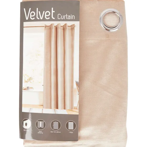 Raamdecoratie>C&C Fluwelen Gordijn Beige,Roze