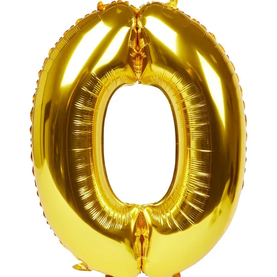 Ballonnen & Slingers>Merk Folieballon Cijfer Goud,Meerkleurig,Zilver