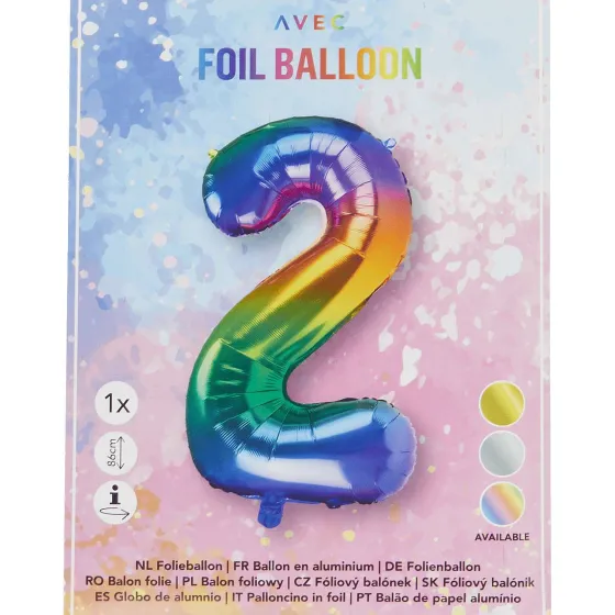 Ballonnen & Slingers>Merk Folieballon Cijfer Goud,Meerkleurig,Zilver