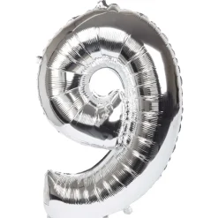 Ballonnen & Slingers>Merk Folieballon Cijfer Goud,Meerkleurig,Zilver