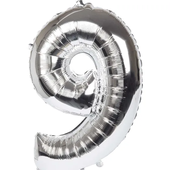 Ballonnen & Slingers>Merk Folieballon Cijfer Goud,Meerkleurig,Zilver