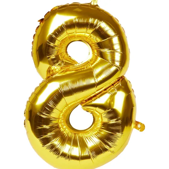 Ballonnen & Slingers>Merk Folieballon Cijfer Goud,Meerkleurig,Zilver
