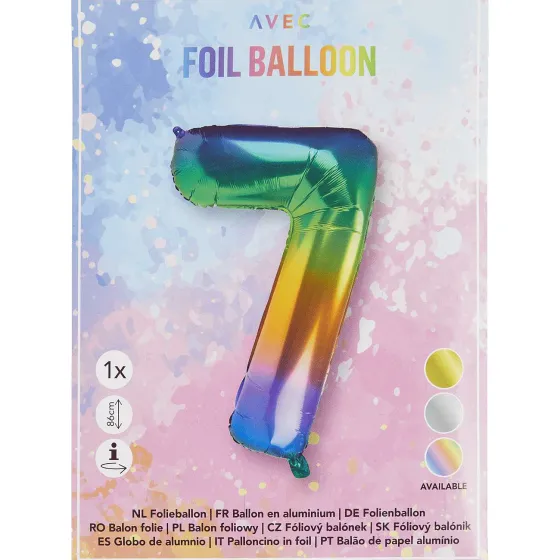 Ballonnen & Slingers>Merk Folieballon Cijfer Goud,Meerkleurig,Zilver