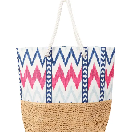 Rugzakken>Spilbergen Gevlochten Strandtas Meerkleurig,Print,Zwart