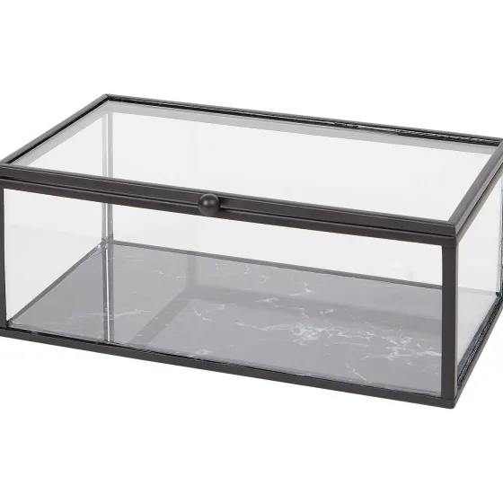 Woonaccessoires>Merk Glazen Doosje Zwart,Goud