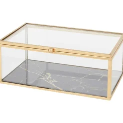 Woonaccessoires>Merk Glazen Doosje Zwart,Goud