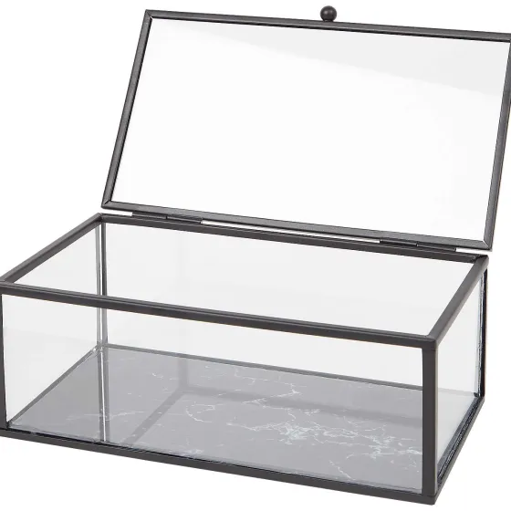 Woonaccessoires>Merk Glazen Doosje Zwart,Goud