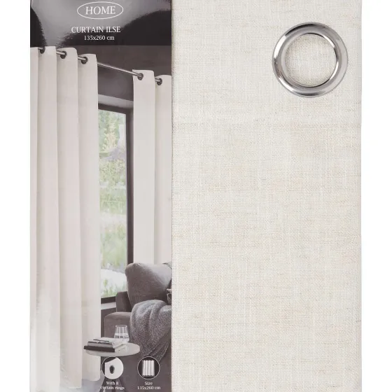 Raamdecoratie>C&C Gordijn Ilse Beige,Wit