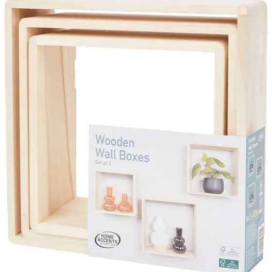 Woonaccessoires>Merk Home Accents Houten Wandboxen Beige,Bruin