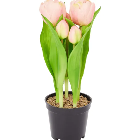 Kunstplanten & -Bloemen>Merk Home Accents Kunsttulpen In Pot Geel,Meerkleurig,Rood,Roze,Wit