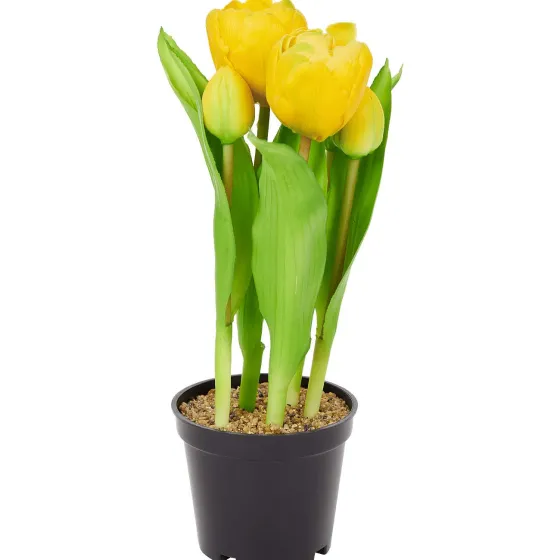 Kunstplanten & -Bloemen>Merk Home Accents Kunsttulpen In Pot Geel,Meerkleurig,Rood,Roze,Wit