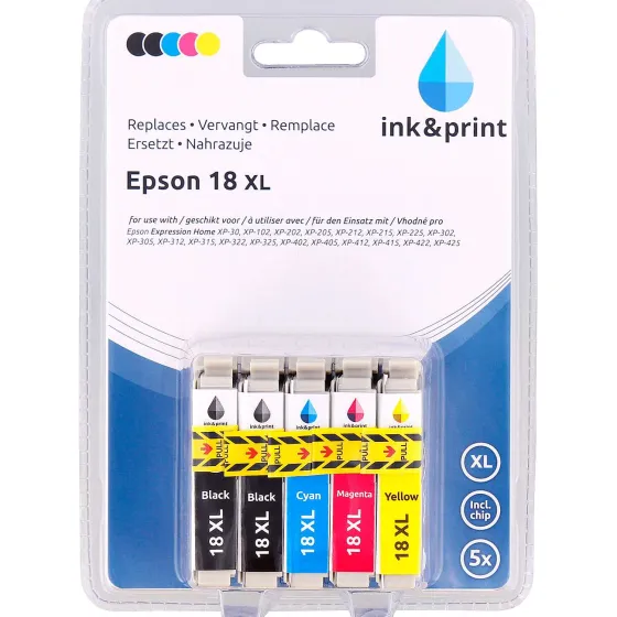 Bureau Accessoires>Office Essentials Ink & Print Inktcartridges Epson 18 Xl Zwart,Blauw,Roze,Geel