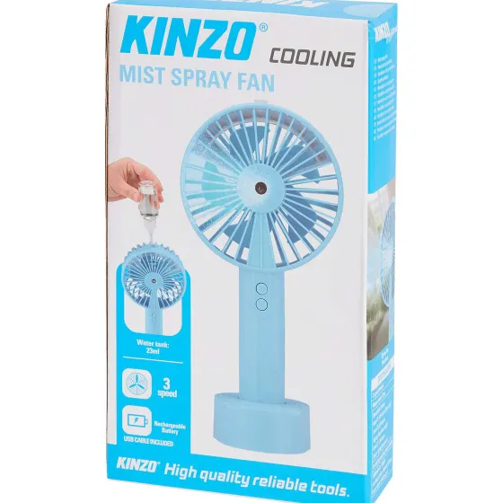 Ventilatoren>Kinzo Handventilator Met Mistpray Blauw,Roze,Wit,Zwart