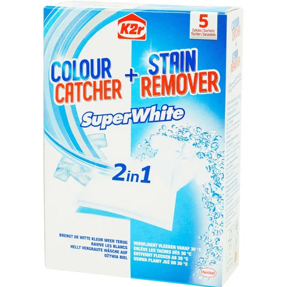 Afwas- & Wasmiddelen>K2r Wasmachinedoekjes 2-In-1 Superwhite