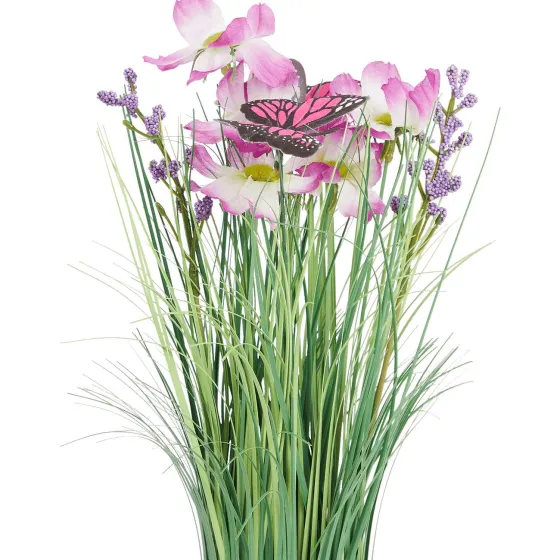 Kunstplanten & -Bloemen>Merk Kunstgrashalm Met Bloemen En Vlinders Geel,Paars,Roze,Wit