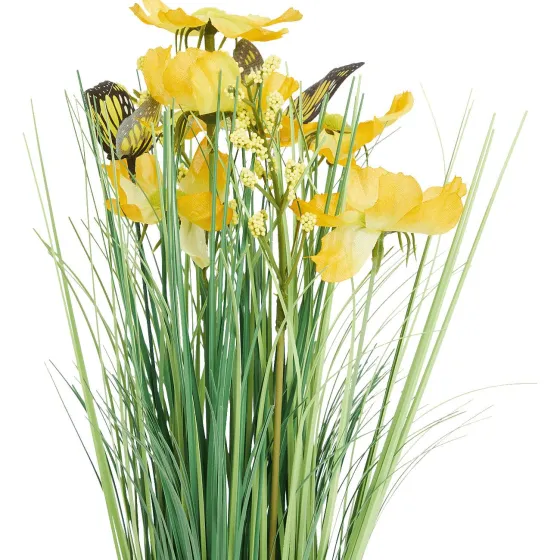 Kunstplanten & -Bloemen>Merk Kunstgrashalm Met Bloemen En Vlinders Geel,Paars,Roze,Wit