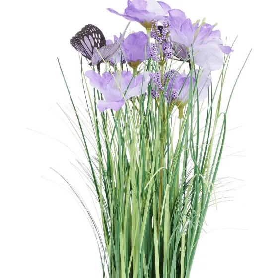 Kunstplanten & -Bloemen>Merk Kunstgrashalm Met Bloemen En Vlinders Geel,Paars,Roze,Wit