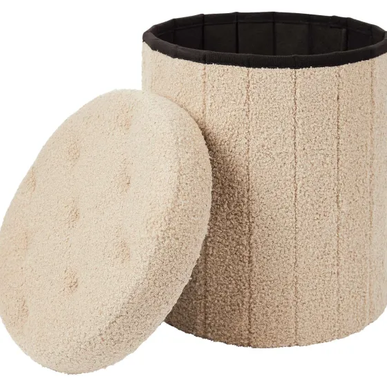 Woonaccessoires>Merk Opvouwbare Opbergpoef Beige,Wit