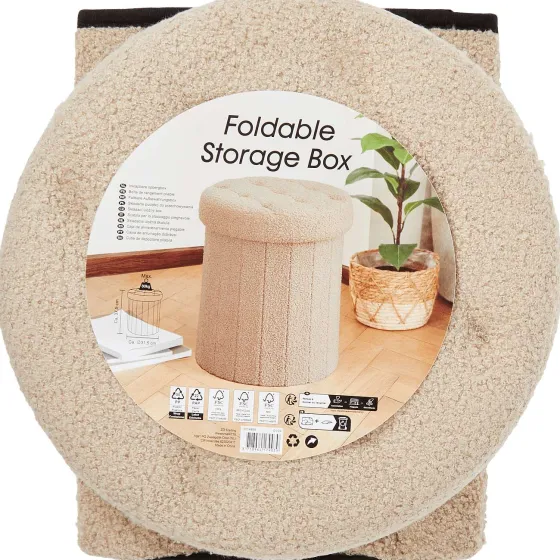 Woonaccessoires>Merk Opvouwbare Opbergpoef Beige,Wit