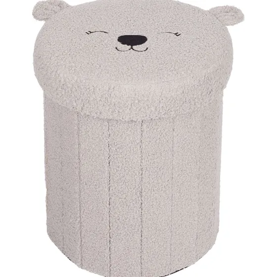 Woonaccessoires>Merk Opvouwbare Opbergpoef Teddy Bruin,Grijs,Wit
