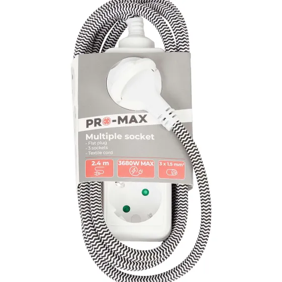 Verlengsnoeren>Pro-max Stekkerdoos Wit,Zwart