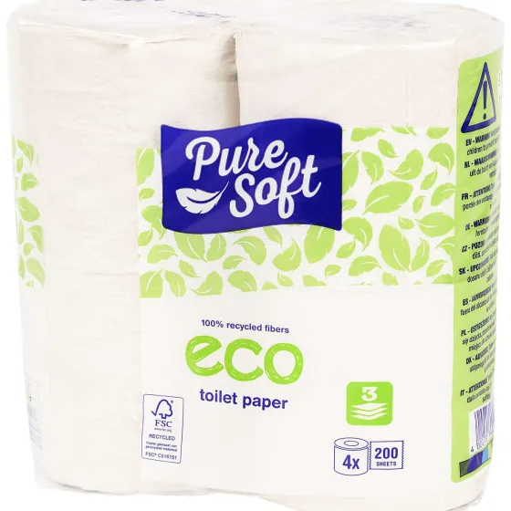 Toilet- & Keukenpapier>Pure Soft Eco Toiletpapier Wit