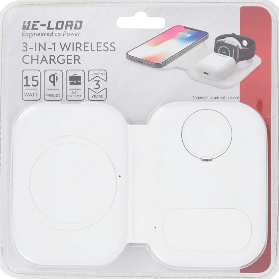 Powerbanks & Opladers>Re-load Draadloze Oplader 3-In-1 Zwart,Wit