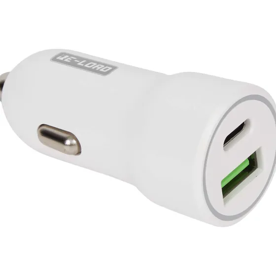 Powerbanks & Opladers>Re-load Usb Dual Auto-Snellader Zwart,Wit