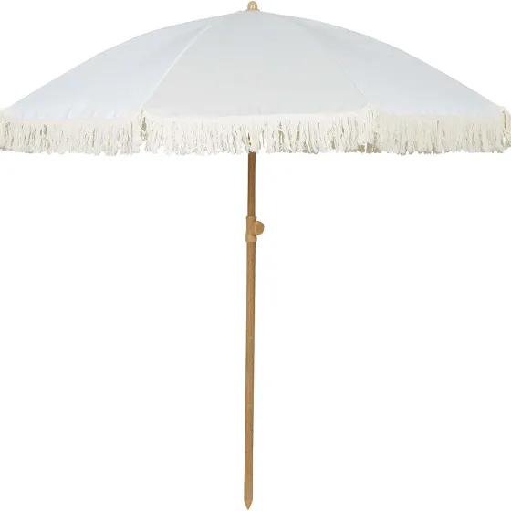 Zonwering>Merk Retro Strandparasol Met Franjes Meerkleurig,Wit