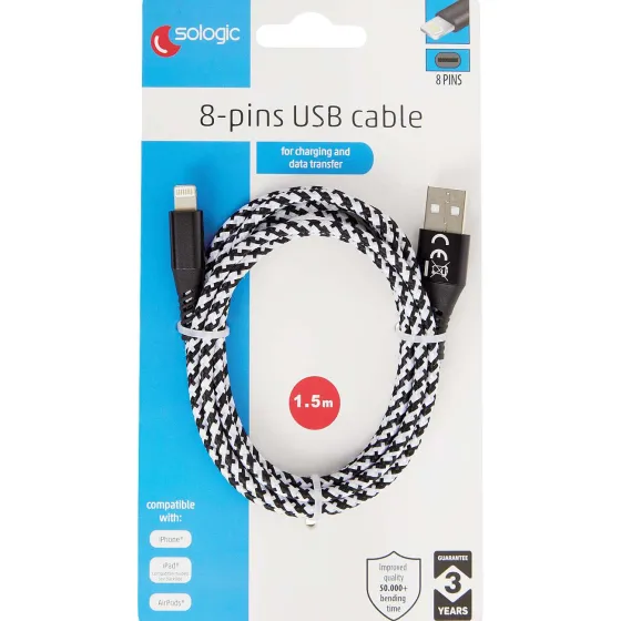 Kabels & Splitters>Sologic Laad- En Datakabel 8-Pins Grijs,Wit,Zwart