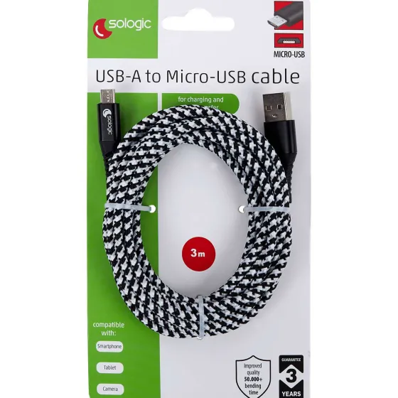 Kabels & Splitters>Sologic Laad- En Datakabel Micro-Usb Meerkleurig,Zwart
