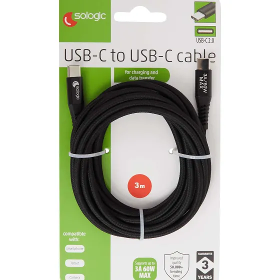 Kabels & Splitters>Sologic Laad- En Datakabel Usb-C Naar Usb-C Grijs,Wit,Zwart