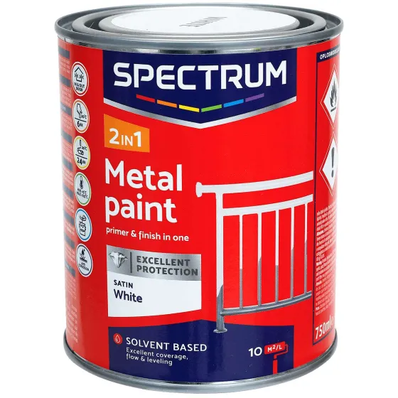 Verf>Spectrum 2-In-1 Hoogglans Metaallak Wit