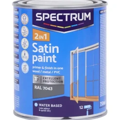 Verf>Spectrum 2-In-1 Satijnglans Verf Ral 7043 Grijs