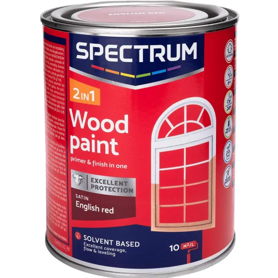Verf>Spectrum 2-In-1 Zijdeglans Houtlak Engels Rood