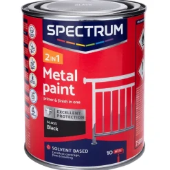 Verf>Spectrum 2-In-1 Zijdeglans Metaallak Zwart