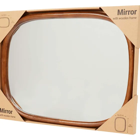 Wanddecoratie>Merk Spiegel Met Houten Frame Beige,Bruin