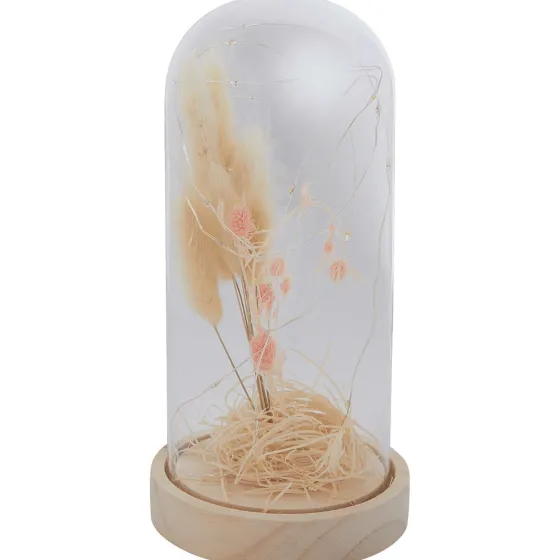 Woonaccessoires>Merk Stolp Met Droogbloemen En Licht Beige,Geel,Roze