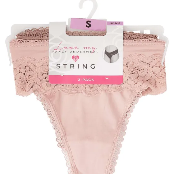 Ondergoed>Australian Strings Met Kant Meerkleurig,Roze,Zwart