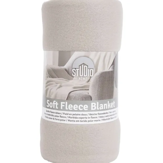 Woonaccessoires>Studio Home Fleeceplaid Zwart,Grijs,Taupe,Wit